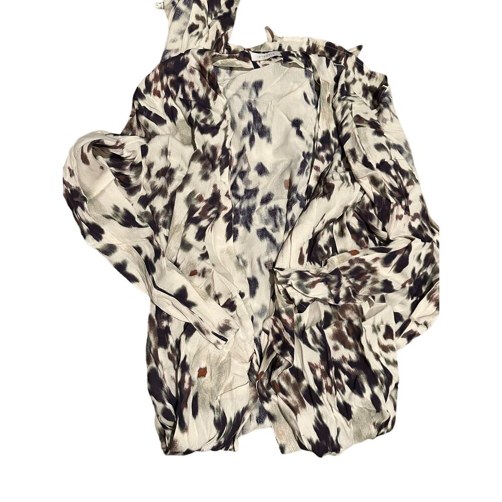 INTROPIA Women's Abstract Animal Print Long Sleeve Blouse Multicolor 34 Size NWT